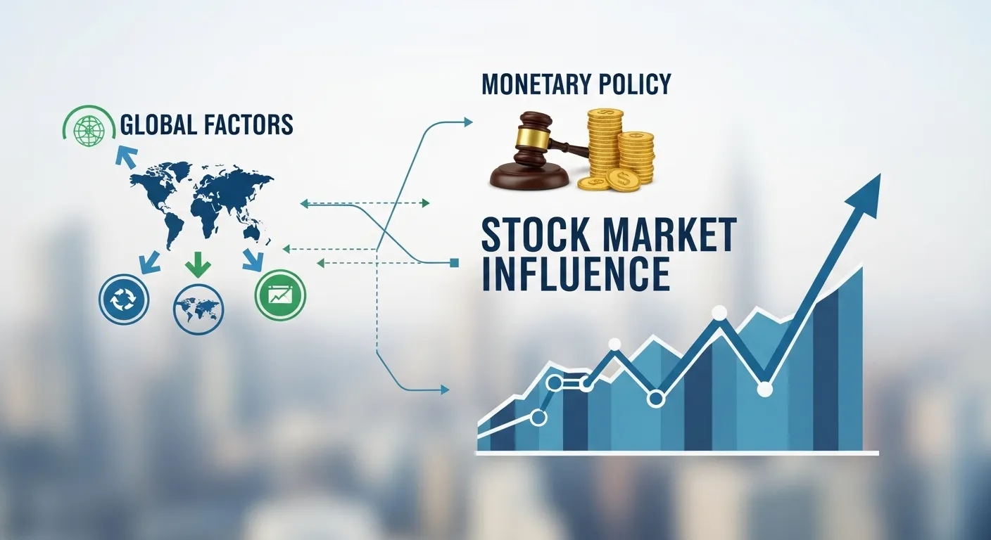 Diagram showing the relationship between interest rates, stock market performance, and economic growth.