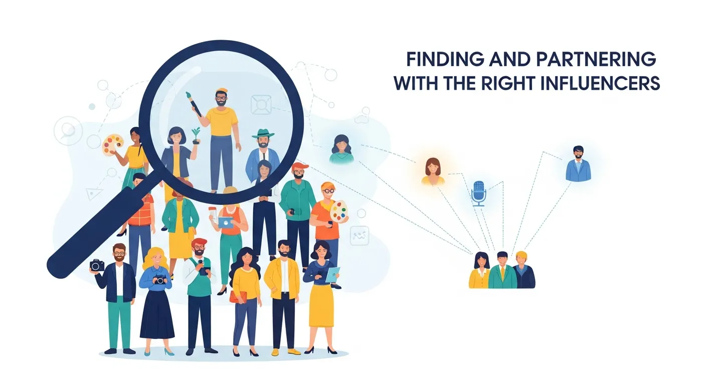 Brand marketing team analyzing influencer profiles and engagement data to select the right collaborators for a campaign