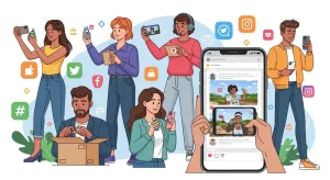 Digital influencer marketing with brand for social media marketing campaign across Instagram, TikTok, and YouTube platforms