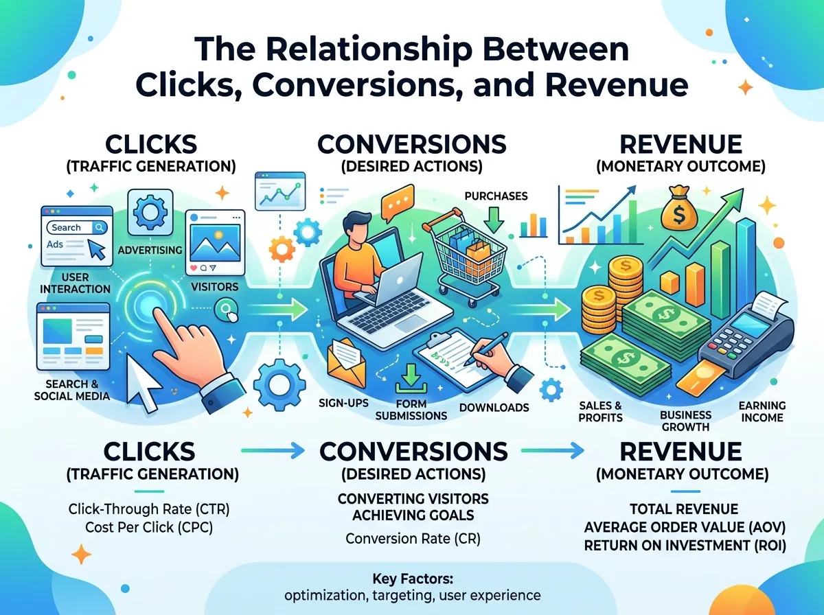The Relationship Between Clicks, Conversions, and Revenue